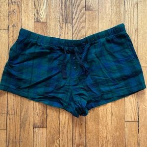 Stars above Blue and green plaid boxer shorts